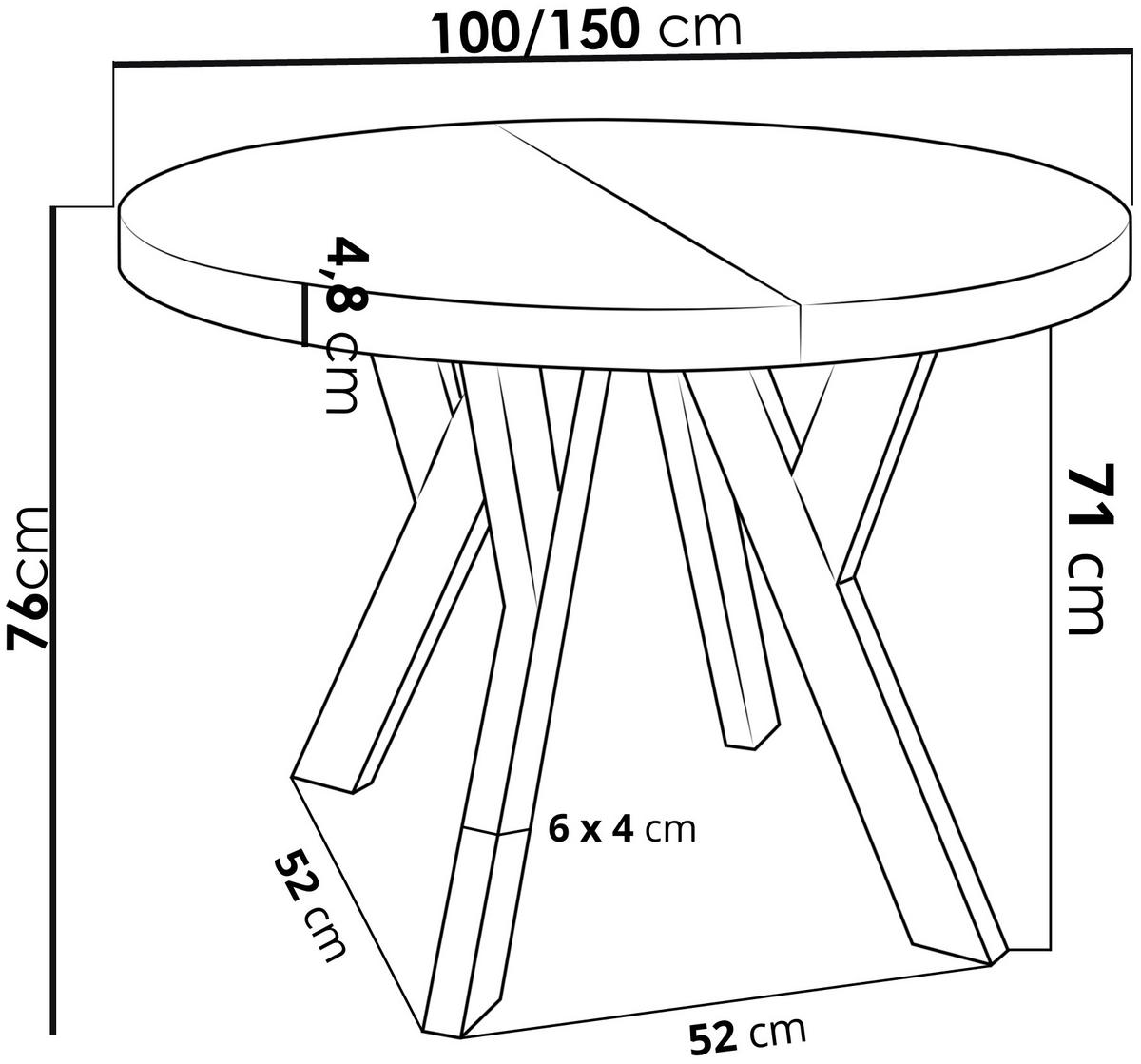 ESSTISCH Twixy runder ausziehbarer, Wotan Eiche 100-150/100/76 cm - Eiche Wotan/Weiß, Holz/Holzwerkstoff (100/100/76cm) - WFL GROUP