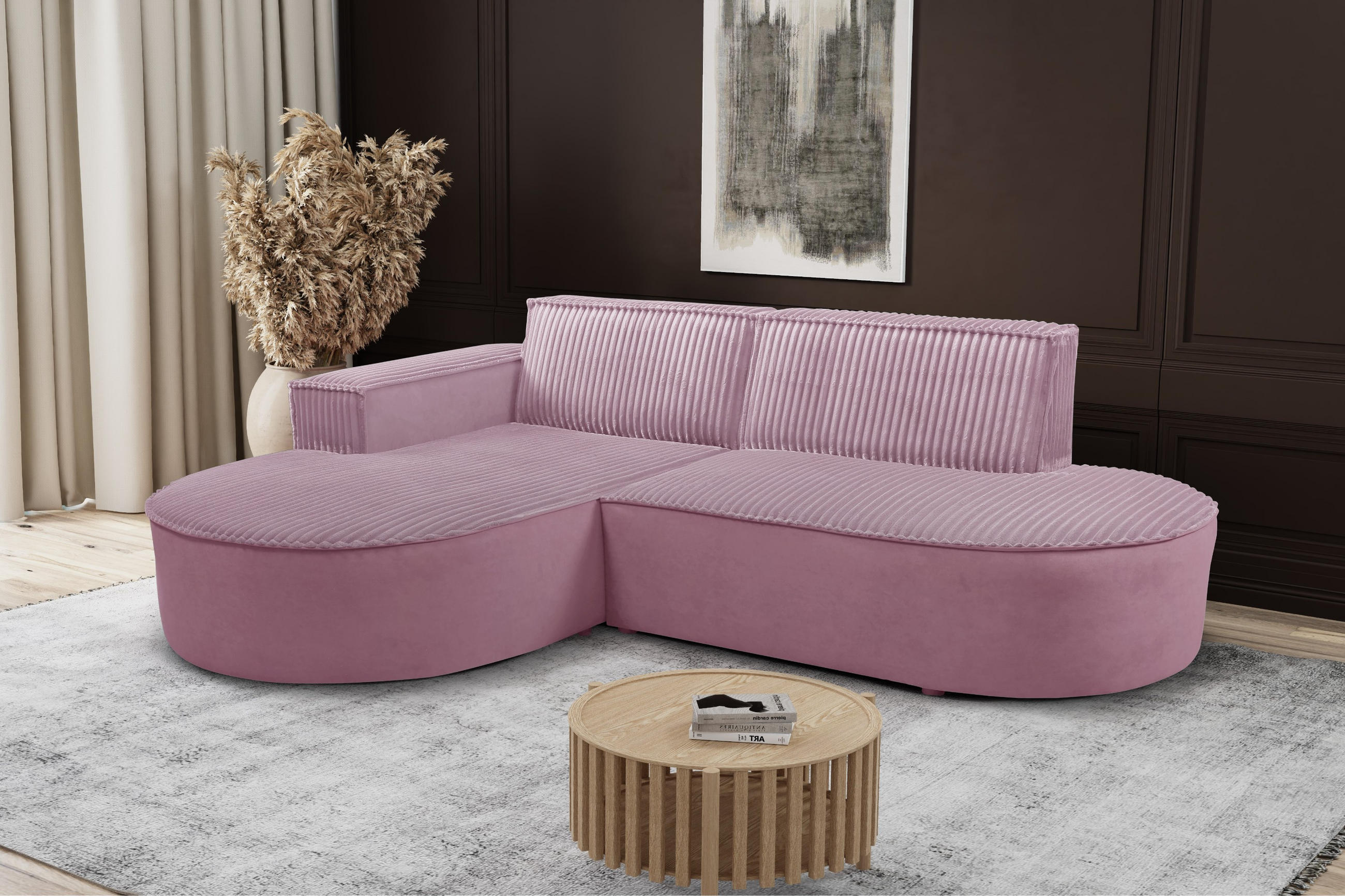 ECKSOFA L-förmiges Modena Soft Rosa Links - Rosa, Holz (165/236cm) - Kaiser Möbel