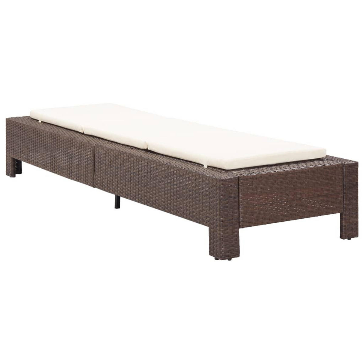 SONNENLIEGE mit Auflage Braun Poly Rattan - Braun, Kunststoff (75/35/220cm) - furnicato