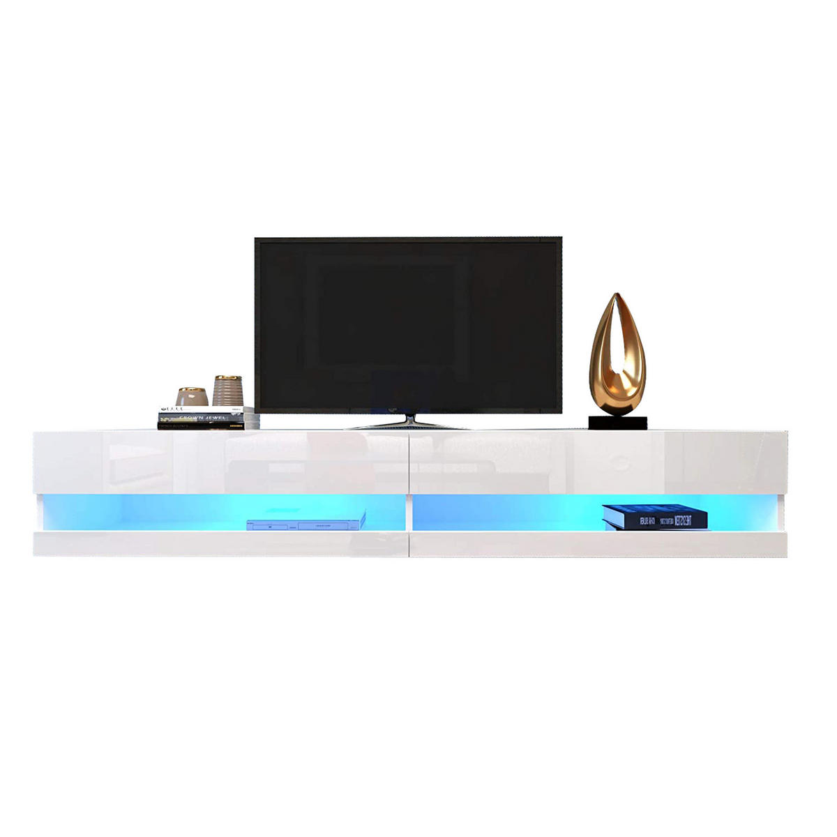 TV-LOWBOARD wandhängend in Weiß Hochglanz mit LED 140/40/30.5 cm - Weiß, Holzwerkstoff (140/30.5/40cm) - Redom