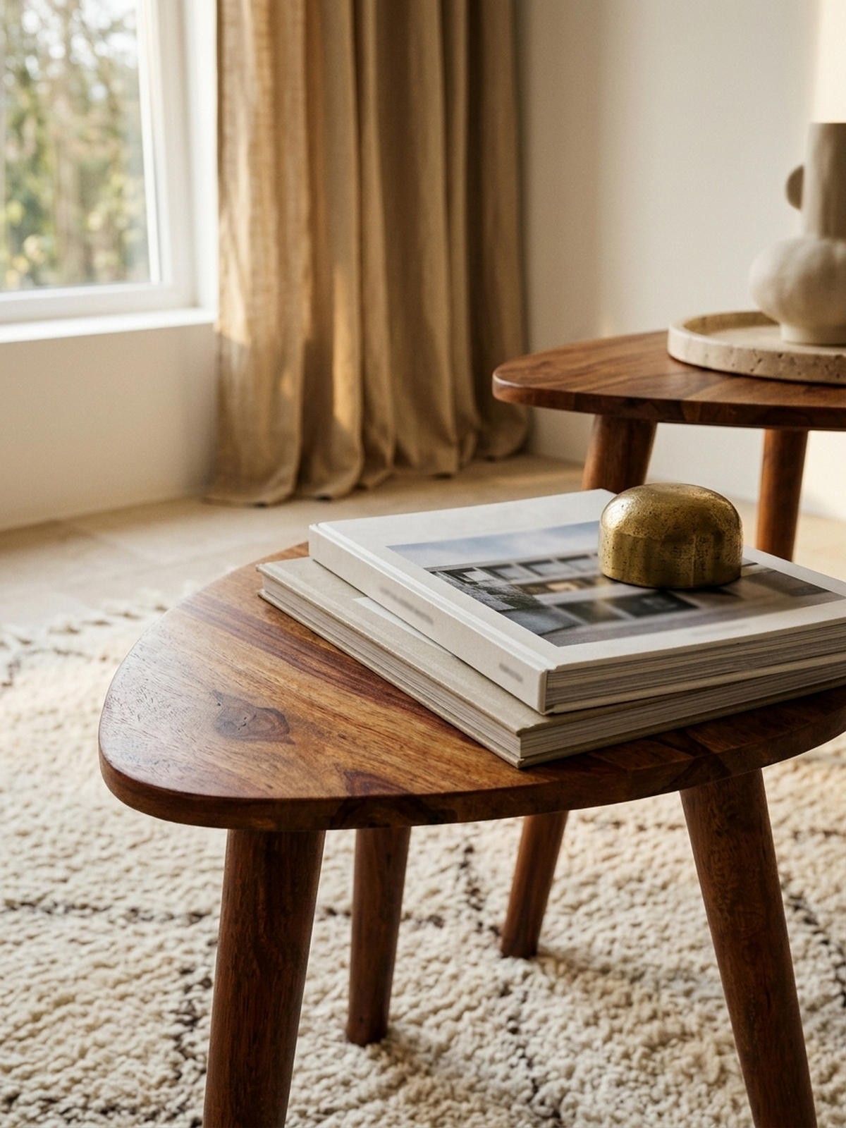 BEISTELLTISCH Set – 2-teilig Massivholz rustikal Landhausstil - Braun, Holz (60/60/54cm) - KADIMA DESIGN