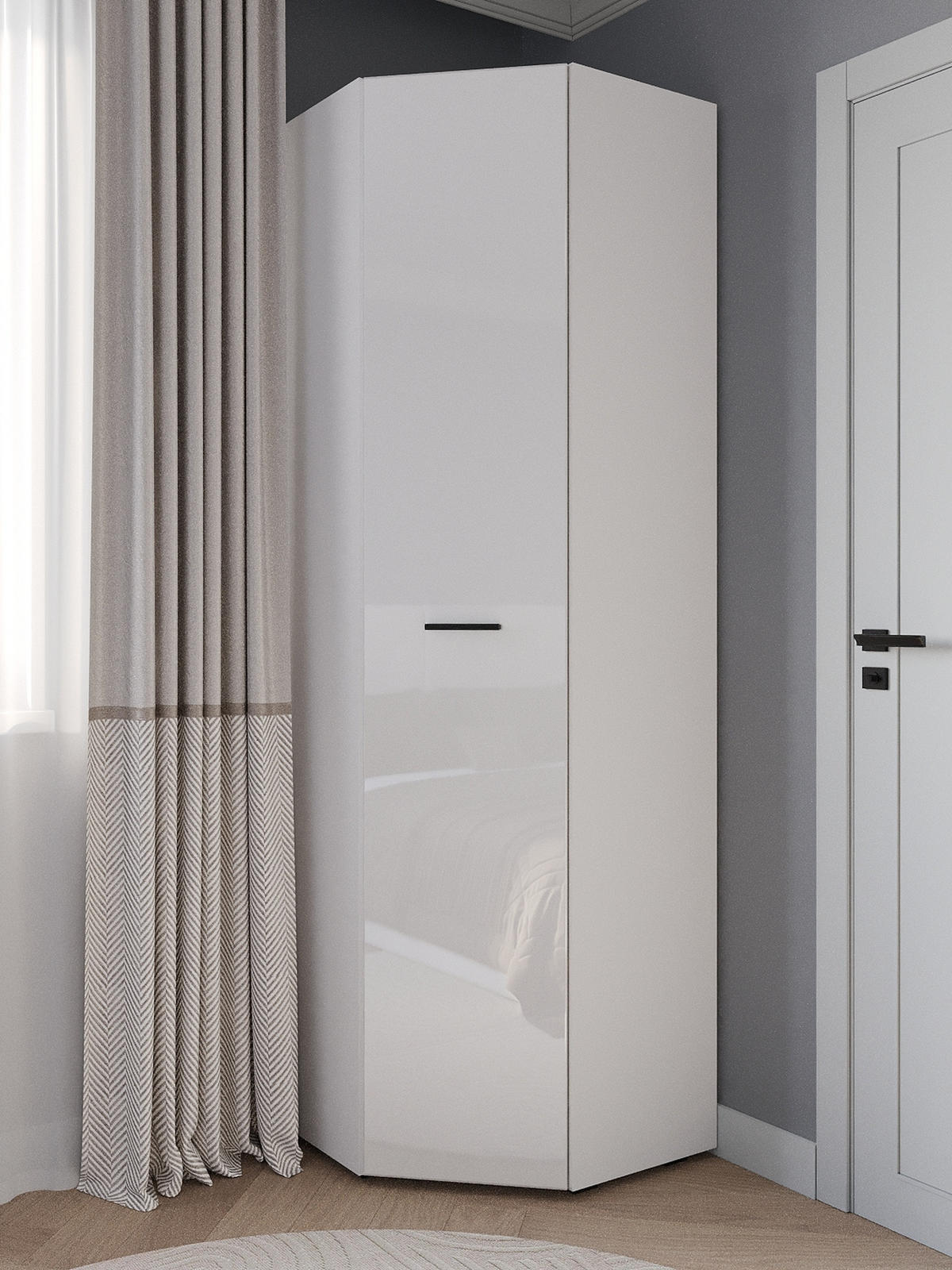 KLEIDERSCHRANK Weiß, Weiß Hochglanz 64/205/64 - Weiß Hochglanz/Weiß, Holzwerkstoff (64/205/64cm) - RAUMHIRSCH FURNITURE