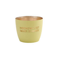 TEELICHTHALTER Madras Irgendwo ist immer Sommer M, Eisen, Pastellgelb, Gold, 8.5 cm - Gelb, Metall (9cm) - Gift Company