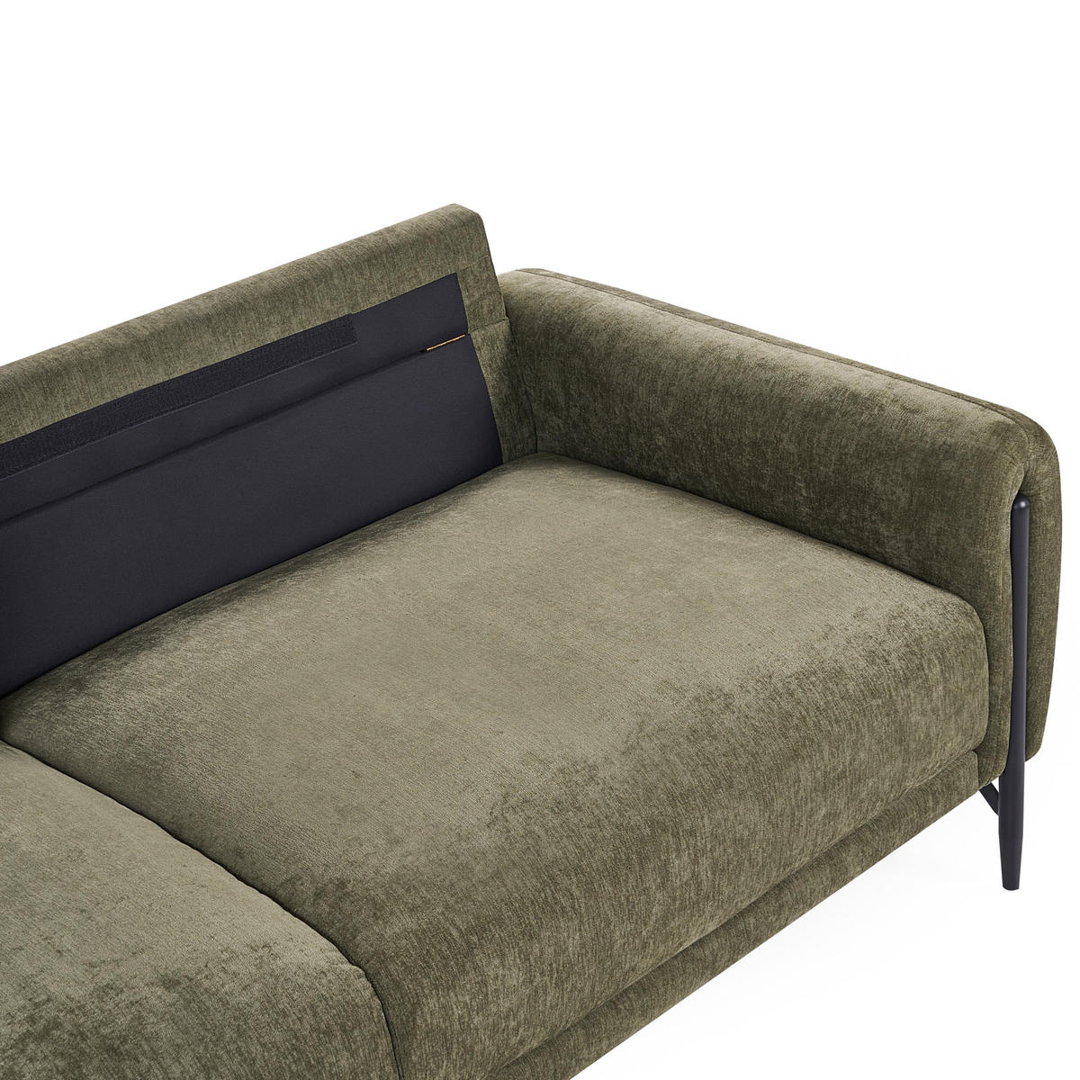 3-SITZER-SOFA Chenillegewebe Grün Skaro - Schwarz/Grün, Textil (214/87/89cm) - Beliani