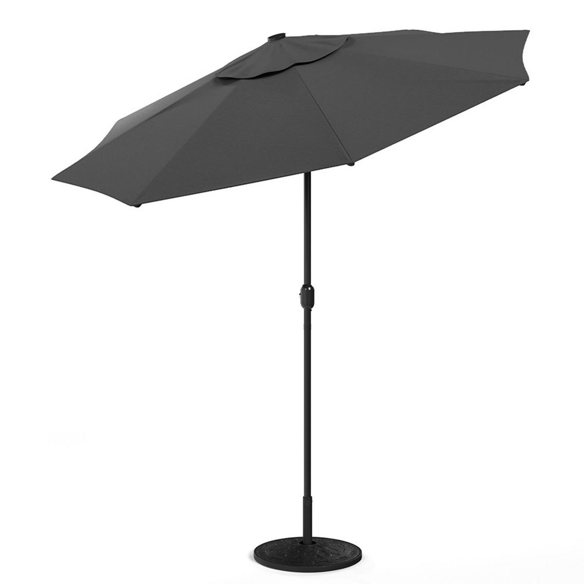 SONNENSCHIRM aus Polyester Metall mit Resin-Sockel Schwarz drehbar 360° neigbar 60° 3 x 2.4m Ø49 × 35 cm - Schwarz, Metall (300/240cm) - Livingandhome