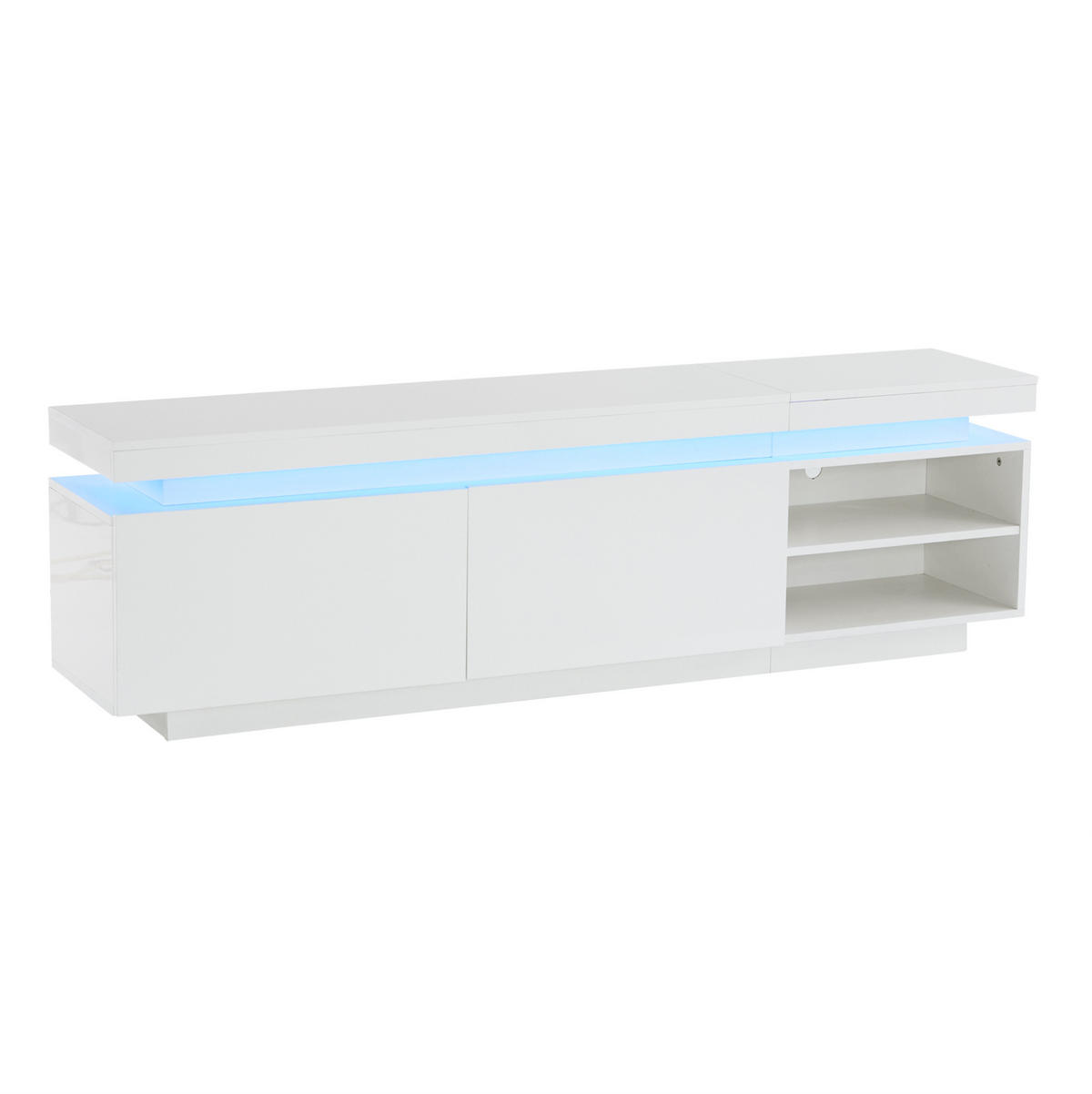 LOWBOARD 170/35/50 cm aus Spanplatte mit LED-Beleuchtung und Hochglanzfront Weiß - Weiß, Holzwerkstoff (170/50/35cm) - Modenvie