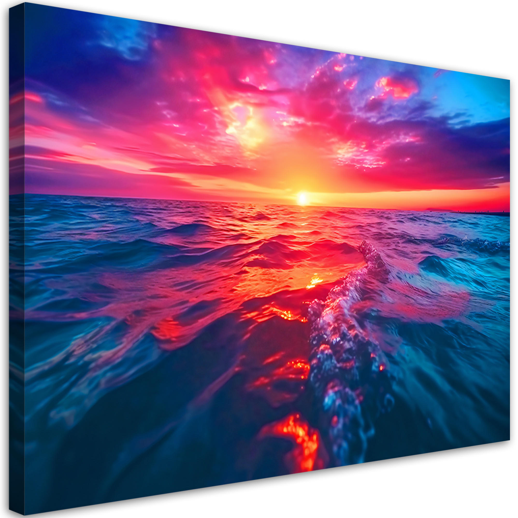 WANDBILD sonnenuntergang über dem meer - Lila, Textil (60/40cm) - Feeby