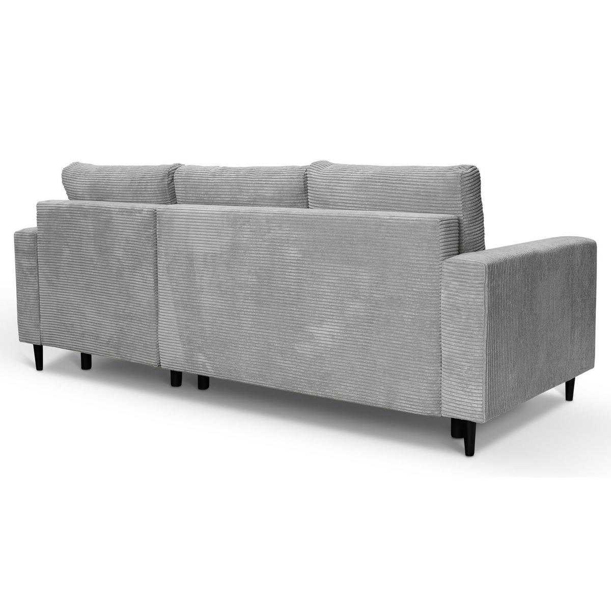 ECKSOFA Nalika Hellgrau mit Cordbezug - Hellgrau/Schwarz, Holz/Textil (143/230cm) - Selsey