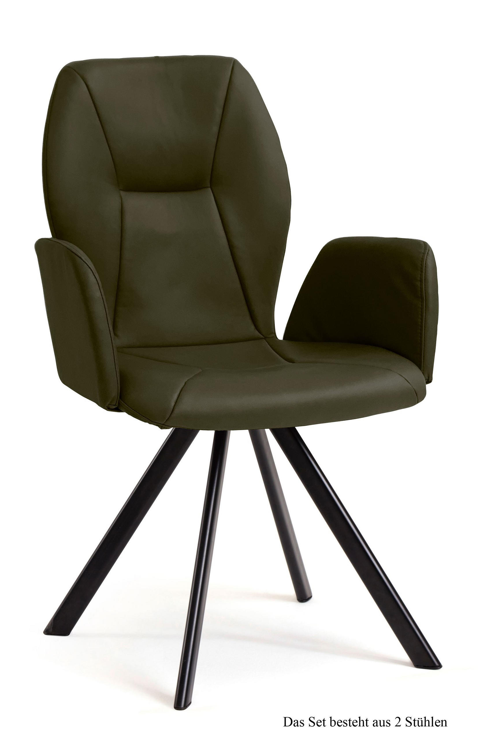 ARMLEHNSTUHL (2er-Set) Denna 58x92x60 Schwarz/Khaki - Dunkelgrün/Schwarz, Kunststoff (60/92/58cm) - 58aufmkessel