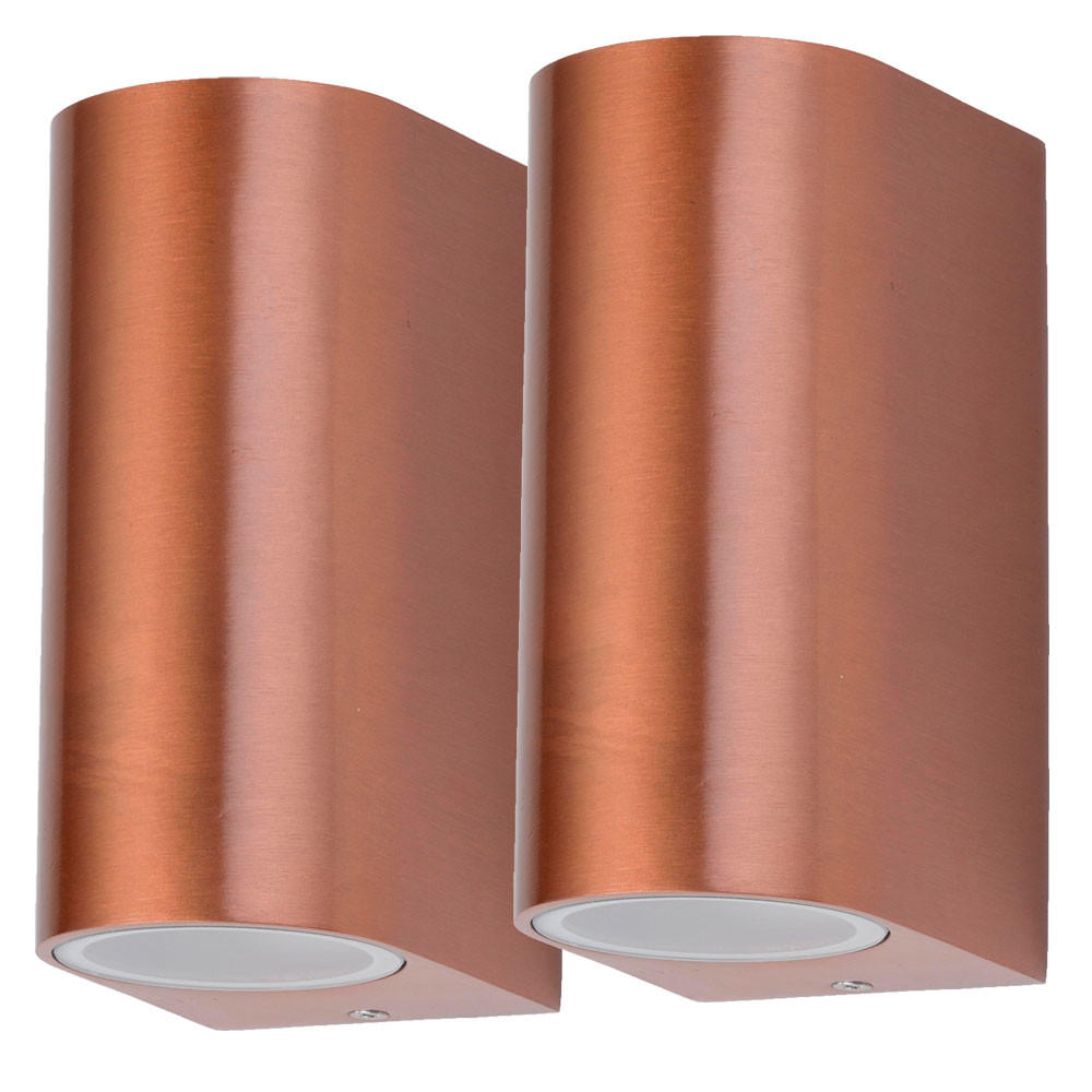 LED AUSSEN-WANDLEUCHTE Kupfer 2er Set - Kupferfarben, Glas (6.5/14.5/9.4cm)
