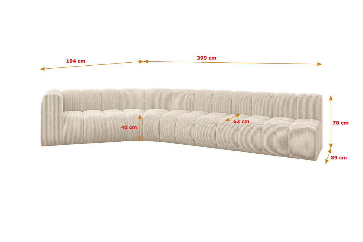 ECKSOFA modulares Sofa Karex-L2 - 399x194x70 cm Beige - Beige, Holzwerkstoff/Textil (399/194cm) - ALTDECOR