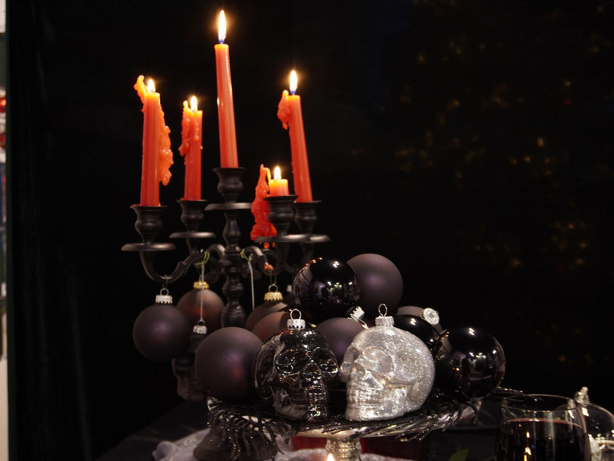 CHRISTBAUMSCHMUCK Totenkopf-Set Schwarz 9cm (Glas / 2 Stk.) - Schwarz, Glas (7/9/8cm) - Krebs Glas Lauscha