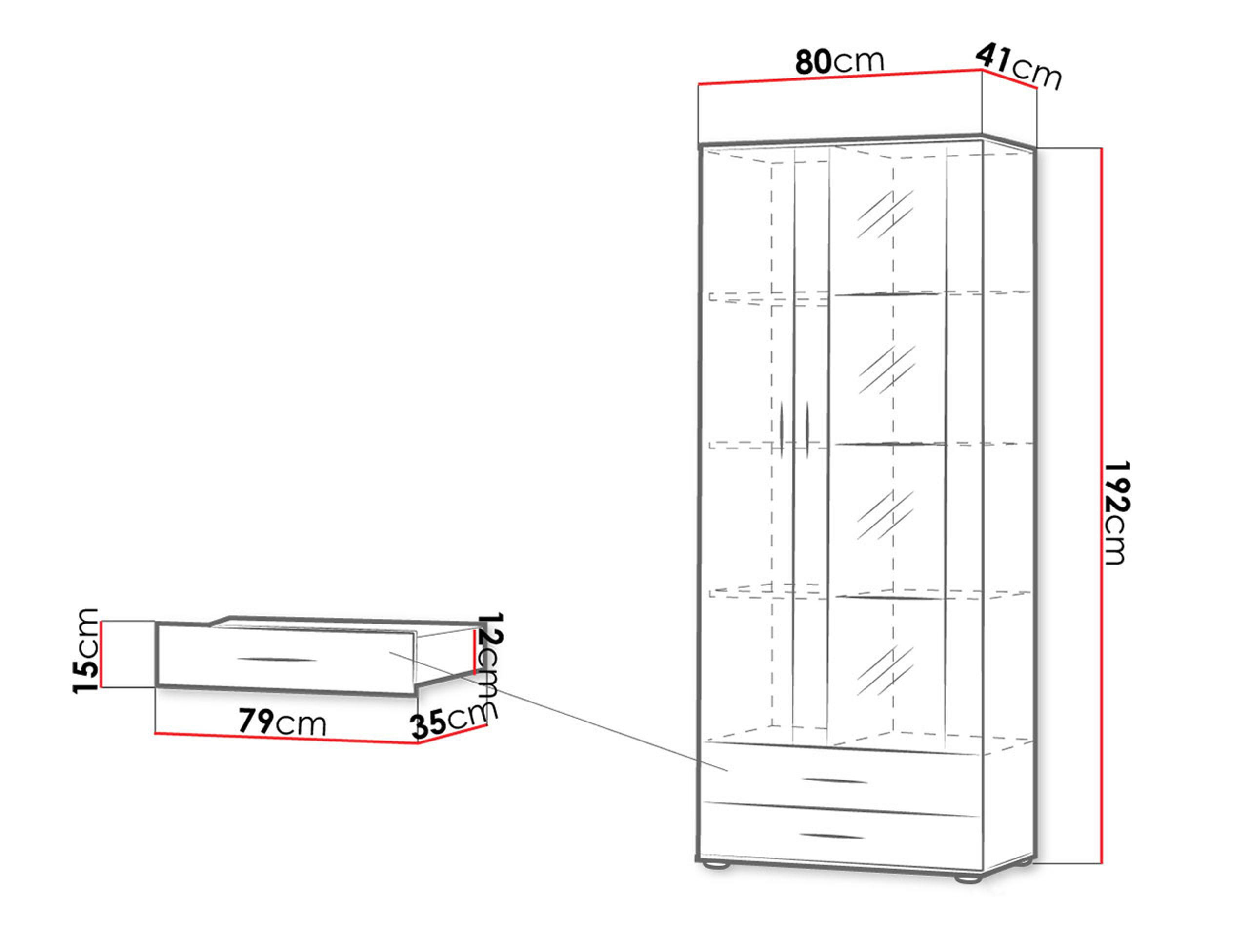 VITRINE Soho S06 - Eichefarben/Schwarz, Holzwerkstoff/Kunststoff (80/192/43cm) - MIRJAN24
