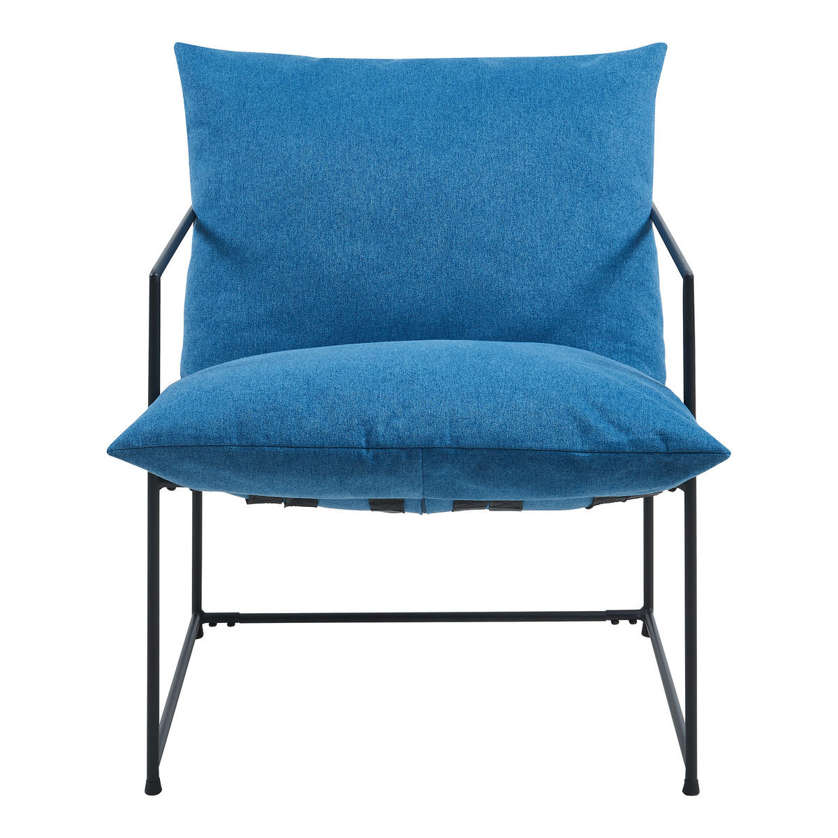 SESSEL Utsjoki - Blau/Schwarz, Textil/Metall (61/90/70cm) - [en.casa]