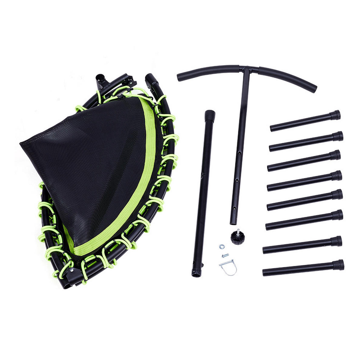 48-ZOLL-RUNDTRAMPOLIN mit Bungee-Seilen und verstellbarem T-Griff Faltbar aus Stahl Oxford-Gewebe Gummiseil in Schwarz Grün 122 x 122 Tx 123 cm - Grün, Metall (122/122cm) - Livingandhome