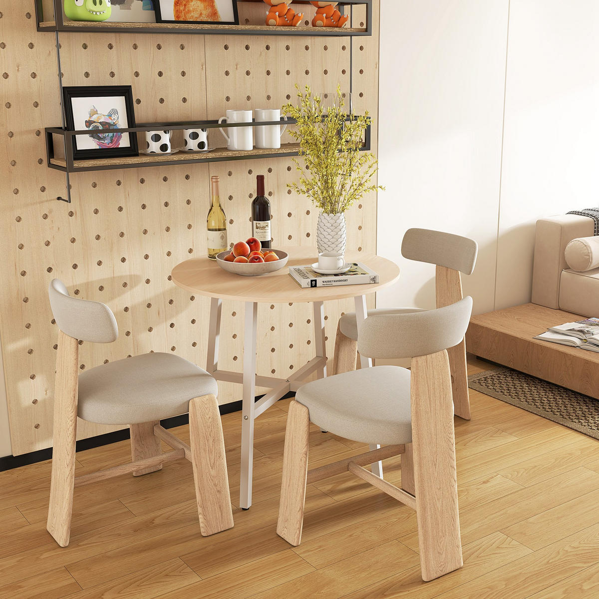 ESSZIMMERTISCH Esstisch Küchentisch für 4 Personen für Esszimmer, Küche, Braun - Naturfarben, Holzwerkstoff/Metall (80/80/76cm) - HOMCOM