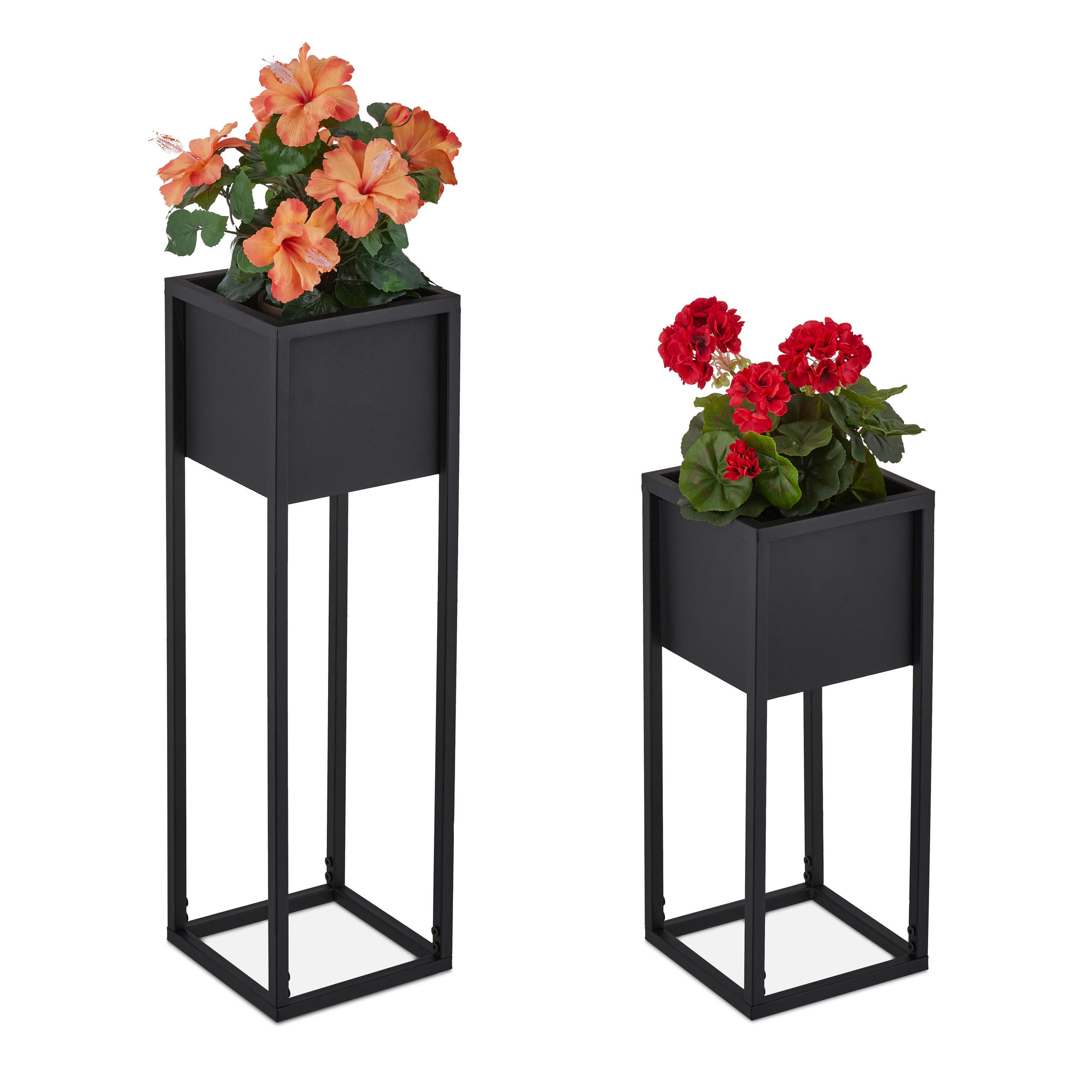 Relaxdays STOJAN NA KVĚTINY Černý 2-KS kov 70 cm