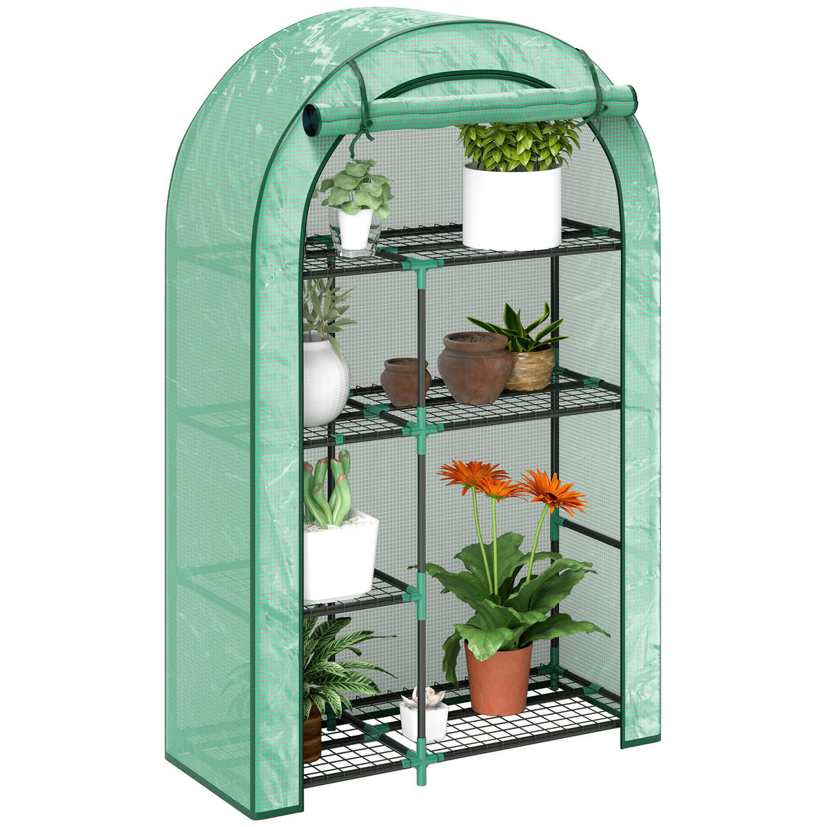GEWÄCHSHAUS, 100L x 45B x 160H cm - Grün, Kunststoff/Metall (45/160/100cm) - Outsunny