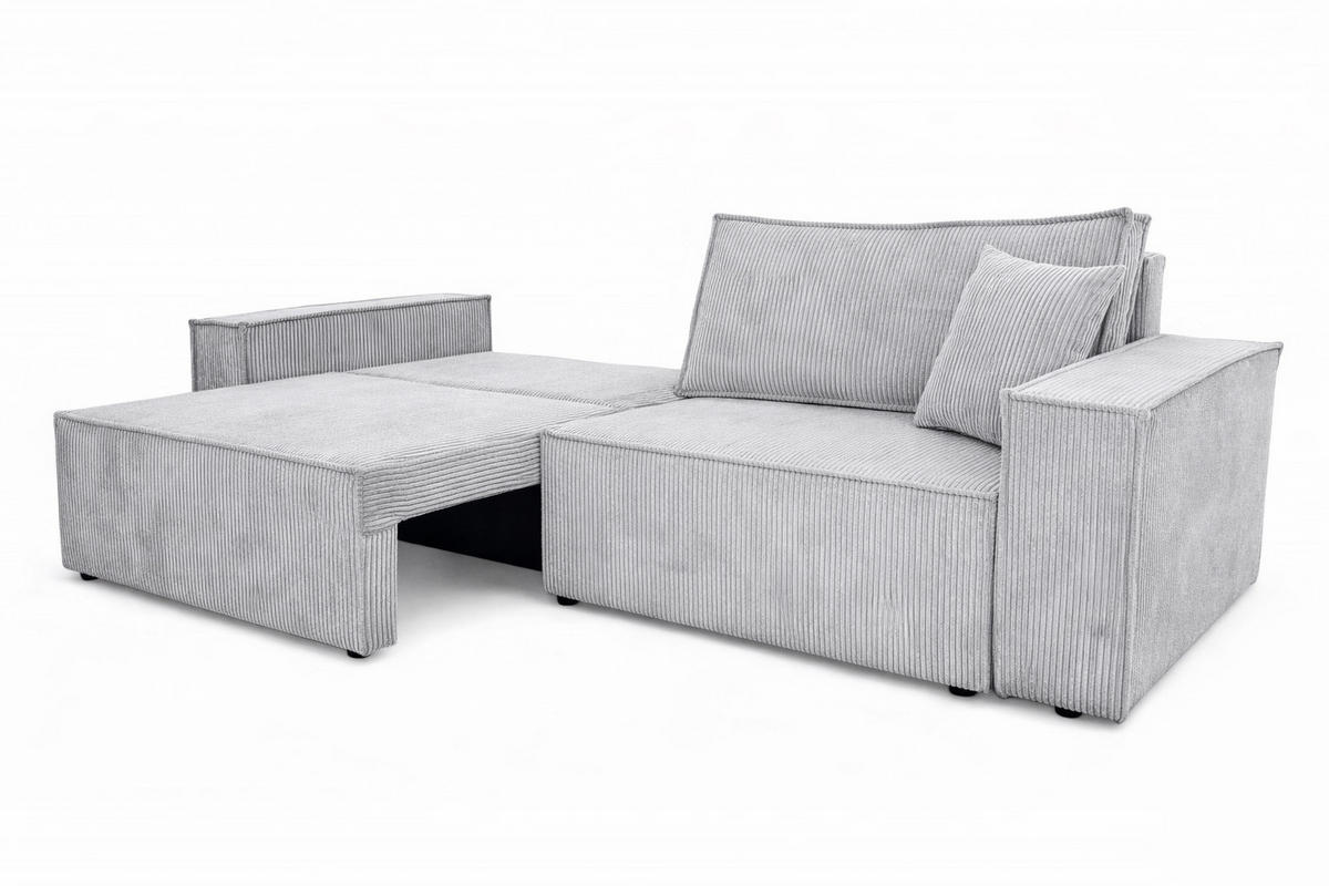 SOFA Mit Schlaffunktion Und Bettkasten, Cordstoff Poso, Grün, BEST SCORNER - Hellgrau, Holz (245/83/90cm) - Kaiser Möbel