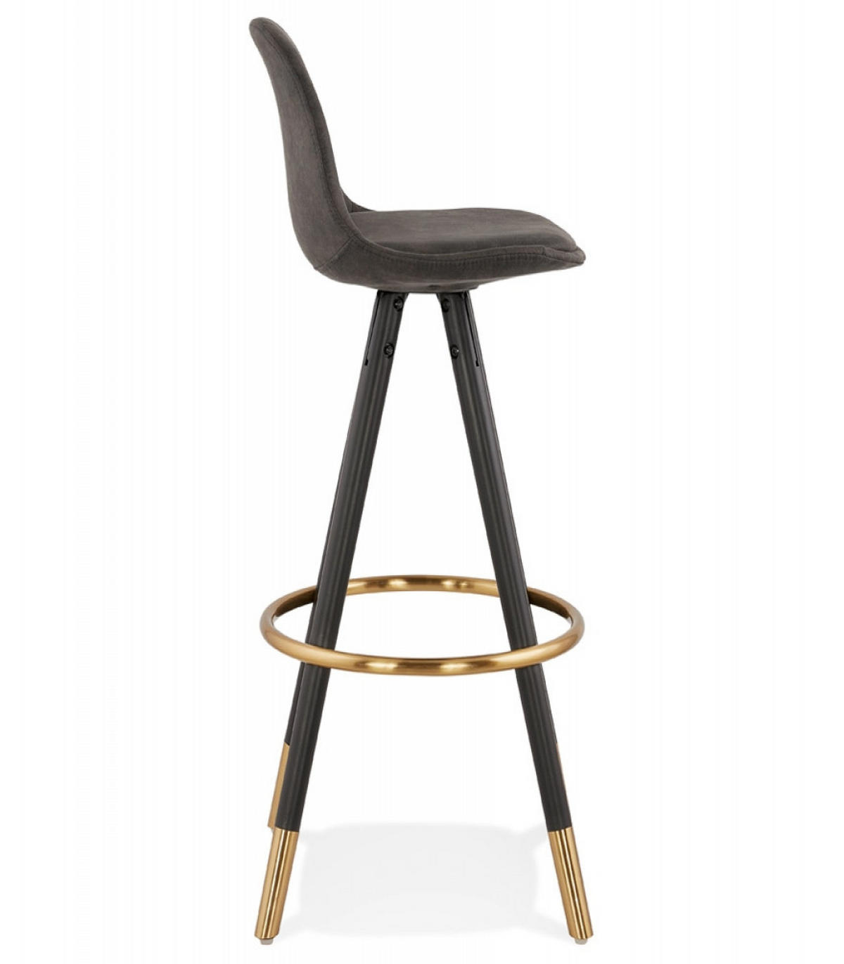 BARHOCKER Mikrofaser Sitz mit Holzgestell im Retro Industrie Stil KONG, Anthrazit 41x41x97 cm - Anthrazit/Schwarz, Holz/Buchenholz (41/97/41cm) - KADIMA DESIGN