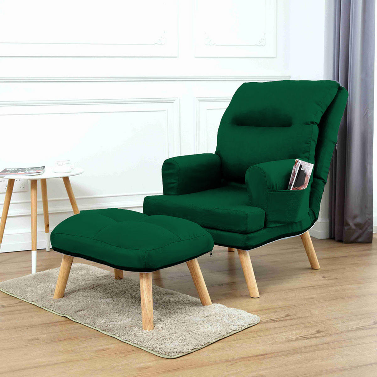 SESSEL Memo mit Fußhocker Rückenlehne 5-stufig einstellbar, dunkelgrün - Dunkelgrün, Kunststoff (107/95/66cm) - Margaret Hadas24