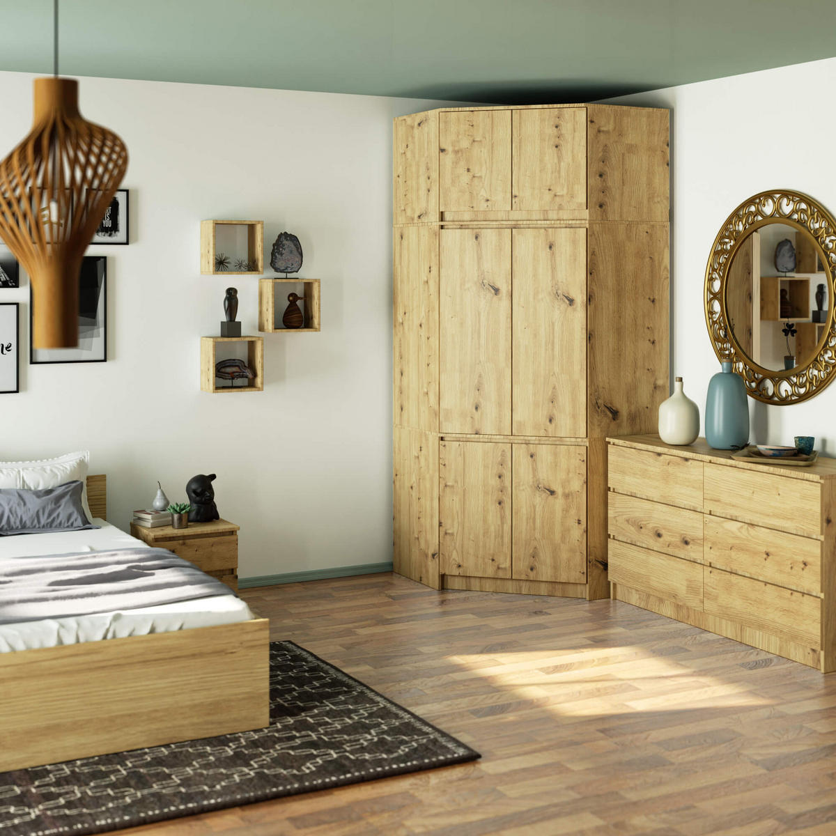 KLEIDERSCHRANK Eiche Artisan 100x50x235 cm - Eiche Artisan, Holzwerkstoff (100/235/50cm) - Akord