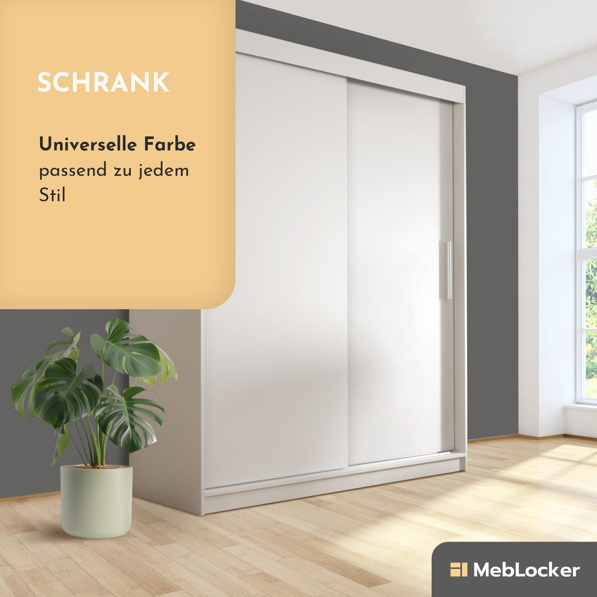 SCHIEBETÜRENSCHRANK Weiß - Weiß, Holzwerkstoff (215.5/180/59cm) - MebLocker