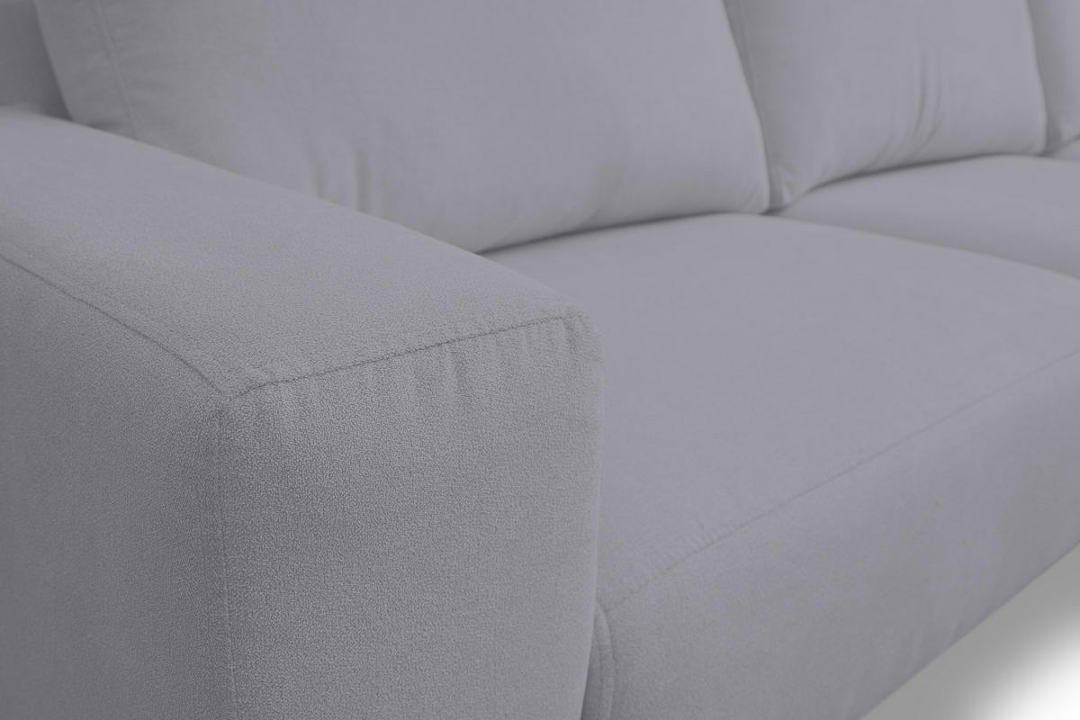 ECKSOFA Aspen in L-Form, Coach Farbe: Hellgrau, Velourstoff, Ottomane Rechts - Hellgrau, Textil (312/187cm) - VENASI MÖBEL
