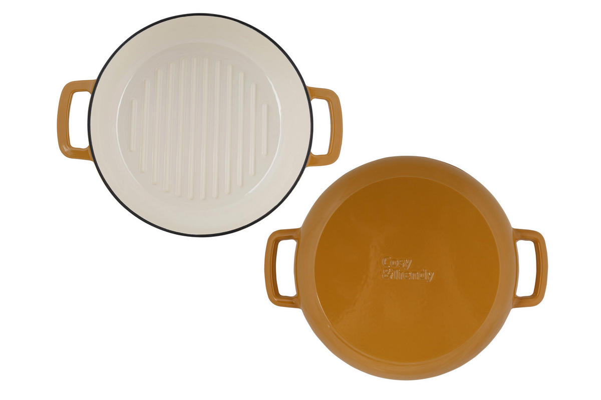 GRILLPFANNE Fontestic Gusseisen Amber Gold Ø 28 cm – emailliert - Gelb, Keramik (1/2/6cm) - Cosy & Trendy