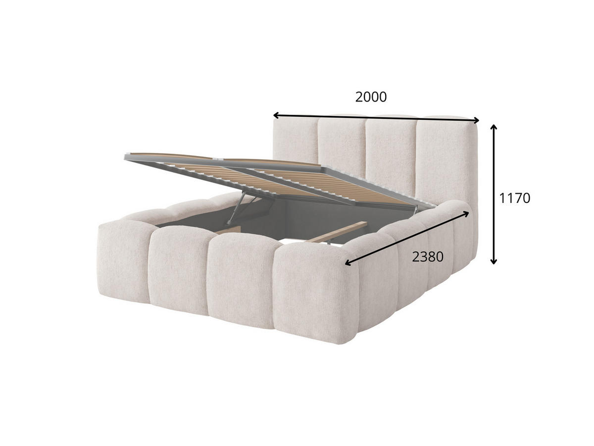 POLSTERBETT NOVERA – 160×200 cm - Mit Bettkasten Kaschmir Beige - Kaschmir/Beige, Holzwerkstoff (160/200cm) - Milaros Markt