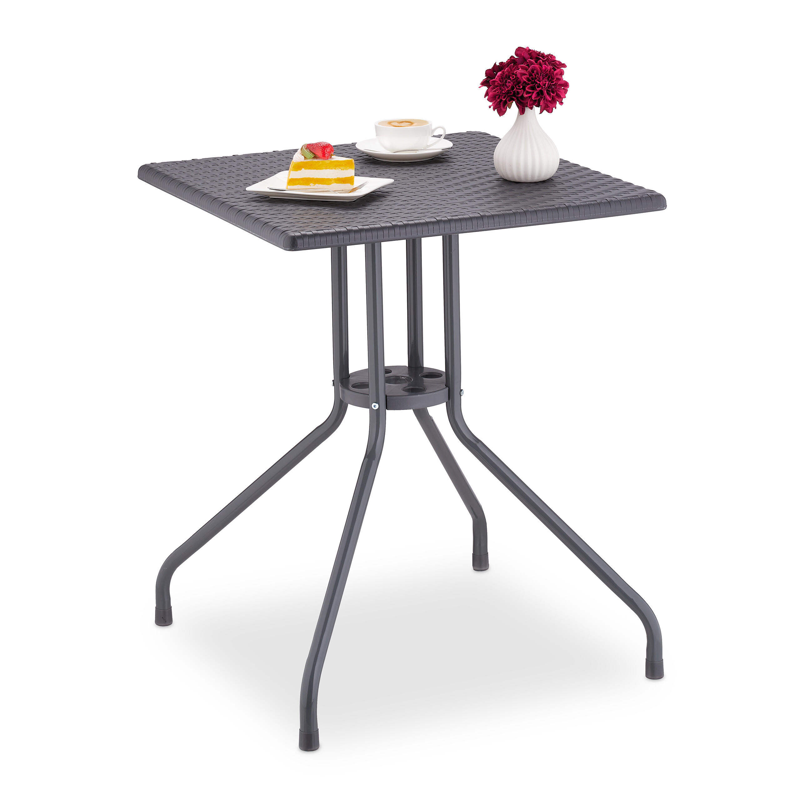 GARTENTISCH - Grau, Kunststoff/Metall (61/61/75cm) - Relaxdays
