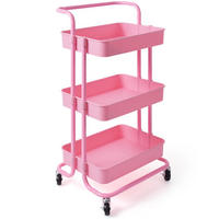STORAGE TROLLEY Pink - Pink, Metall (42/87/35cm) - COSTWAY