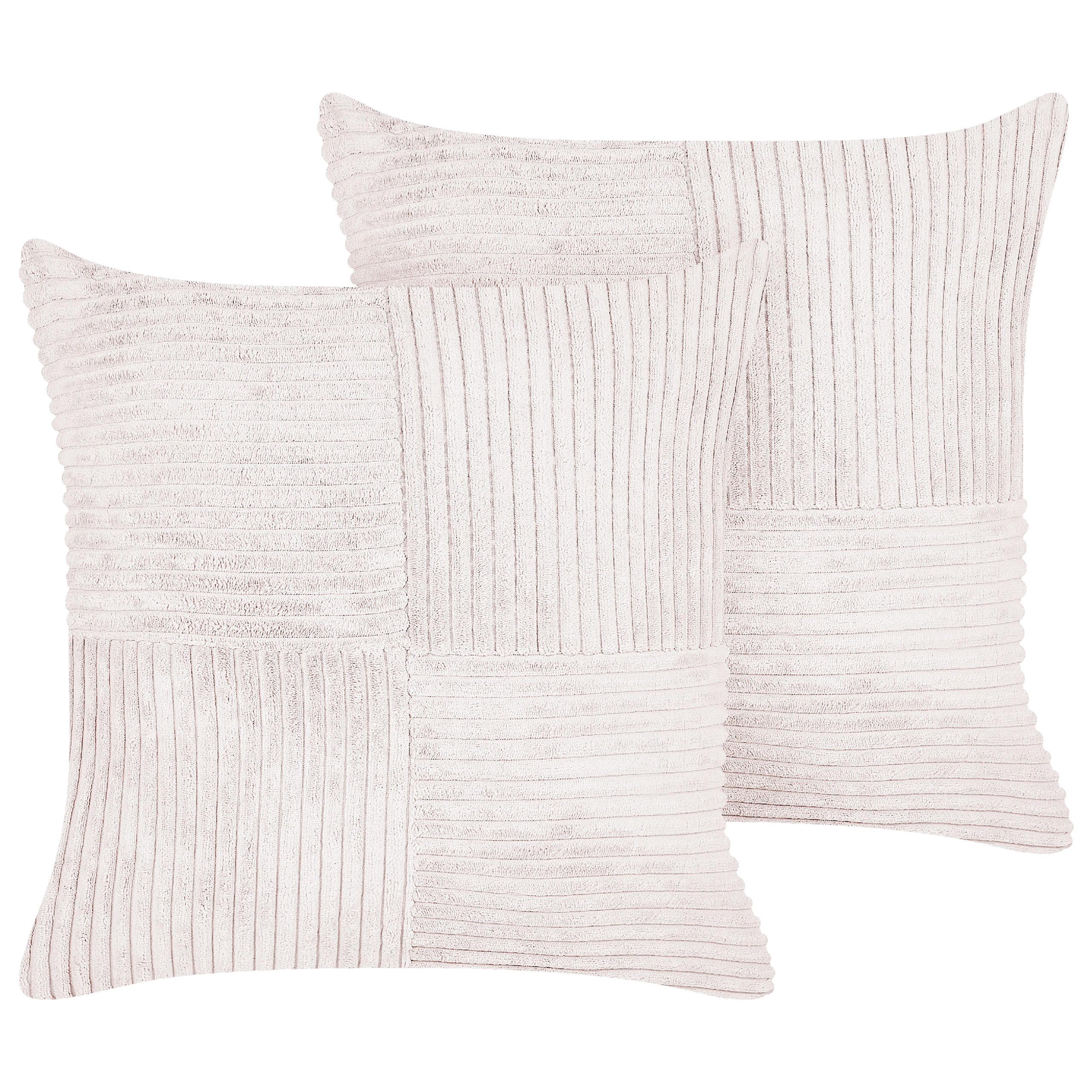 DEKOKISSEN CORD 2er-Set Cremeweiß 43/43 cm Millet - Ecru, Textil (43/43cm) - Beliani