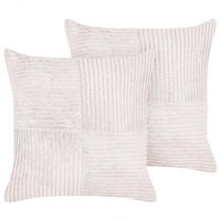 DEKOKISSEN CORD 2er-Set Cremeweiß 43/43 cm Millet - Ecru, Textil (43/43cm) - Beliani