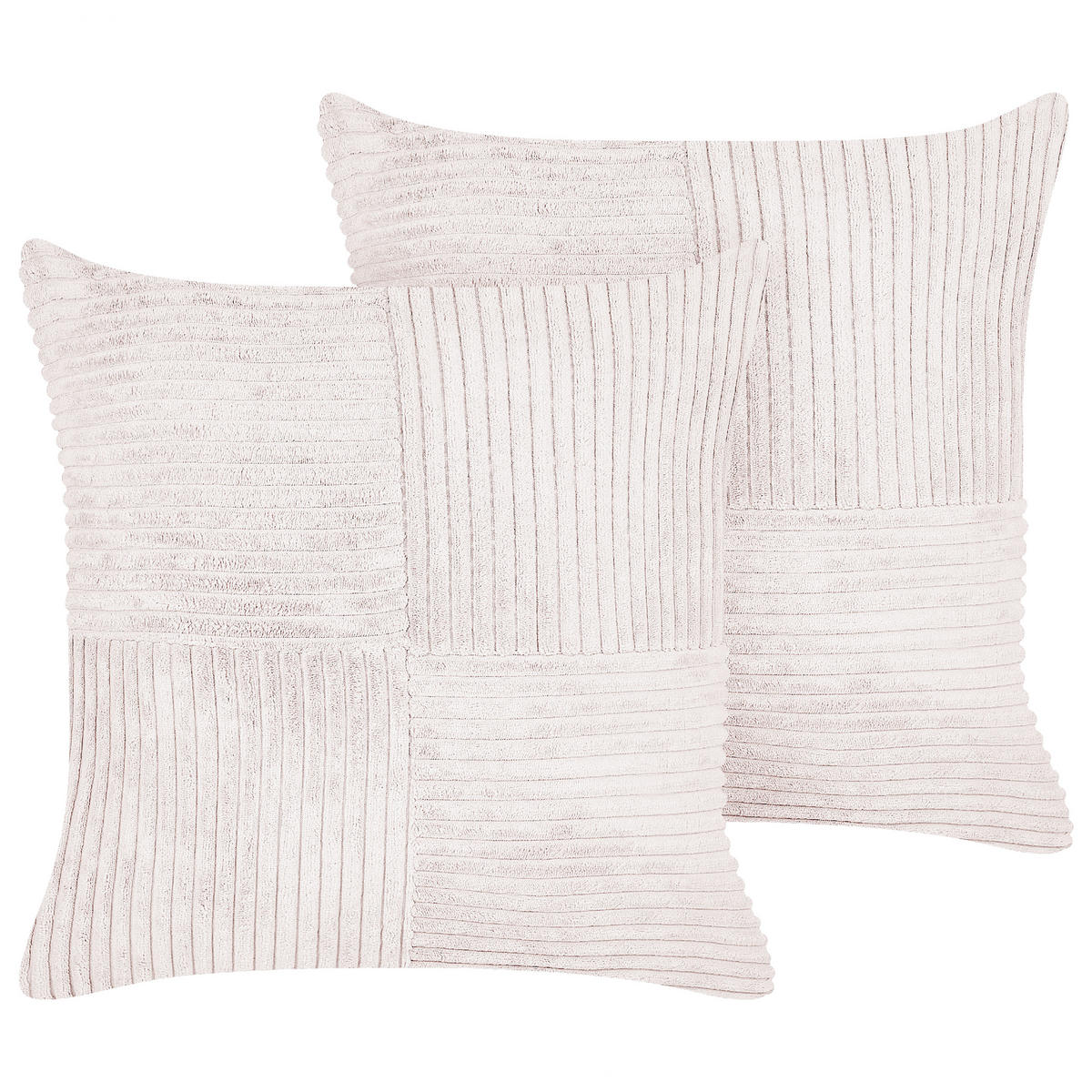 DEKOKISSEN CORD 2er-Set Cremeweiß 43/43 cm Millet - Ecru, Textil (43/43cm) - Beliani