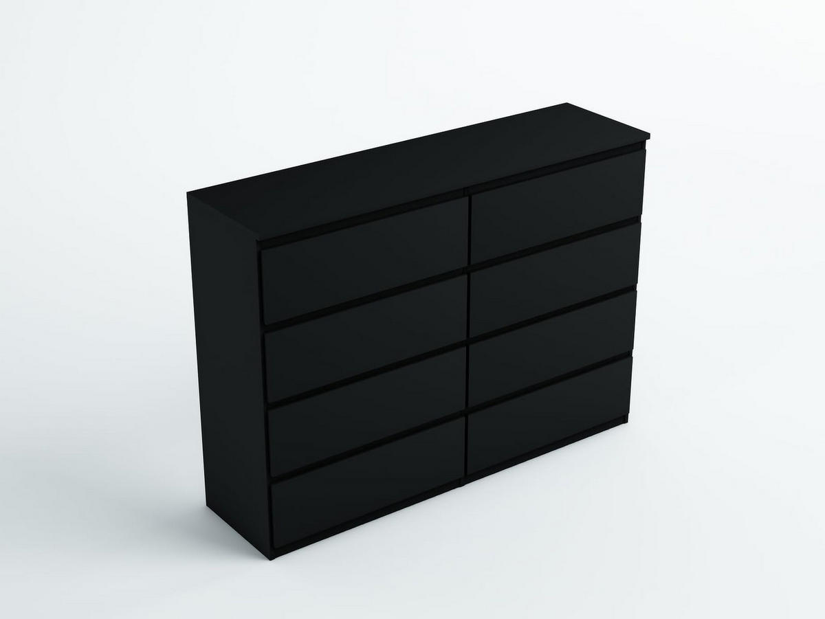 KOMMODE mit 8 Schubladen Schwarz 100x39x101,5 cm - Schwarz, Holzwerkstoff (101.5/100/39cm) - MebLocker