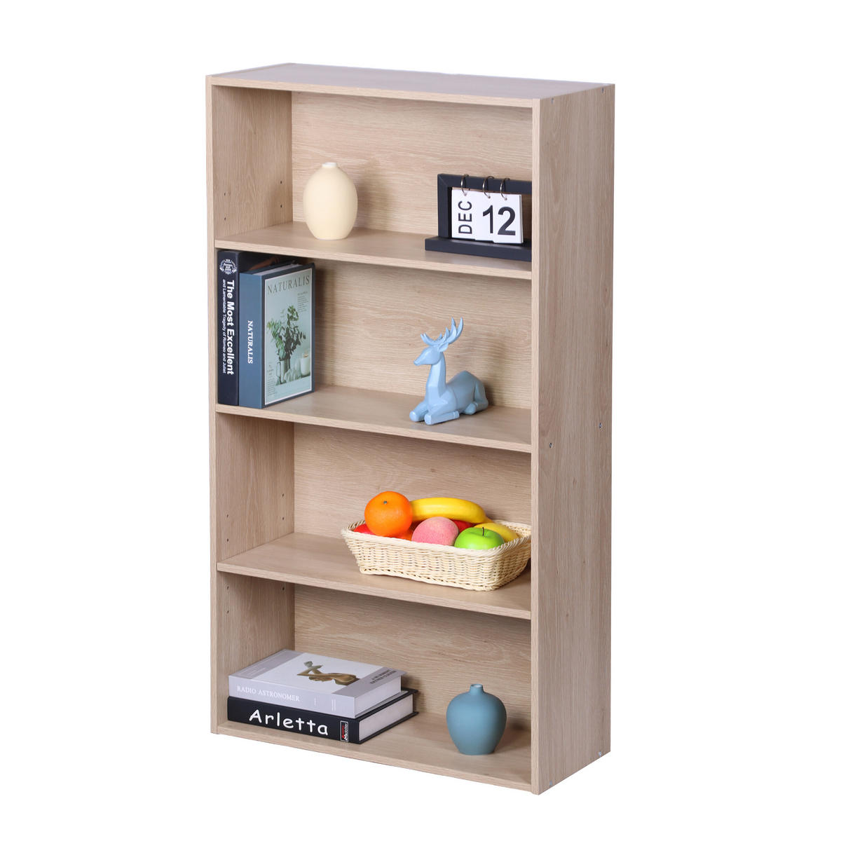 BÜCHERREGAL - Hellbraun, Holzwerkstoff (60/108/24cm) - Relaxdays