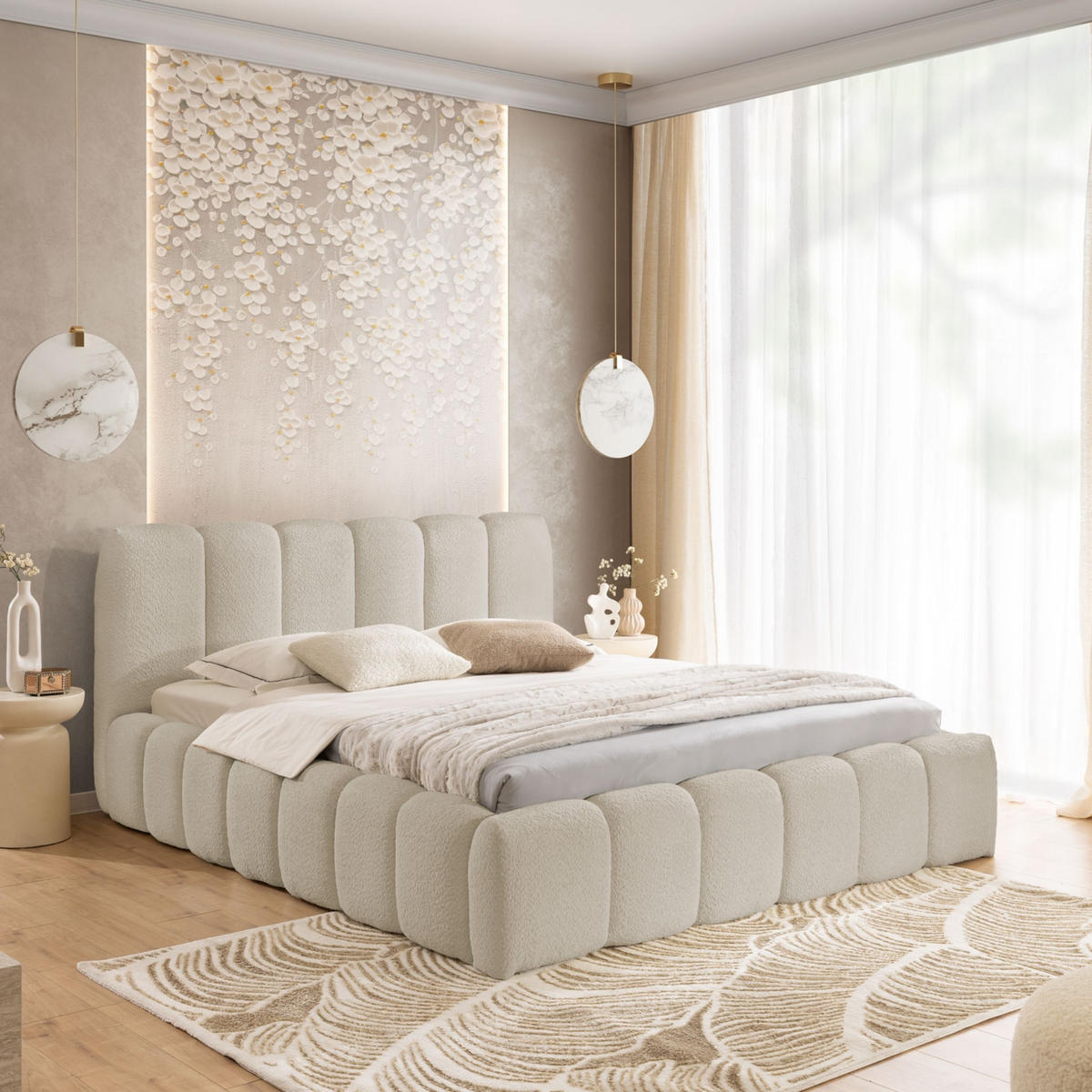 POLSTERBETT mit Stauraum 120x200 cm in Beige - Beige, Textil (120/200cm) - Home Collective