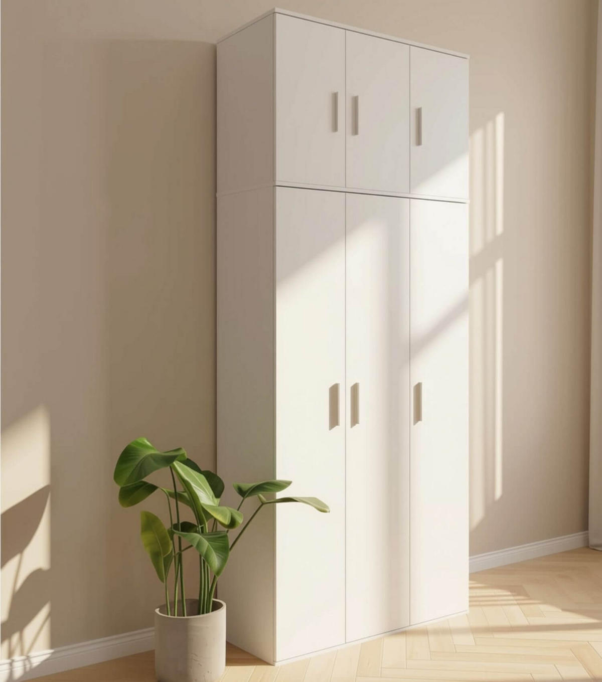 MEHRZWECKSCHRANK Trio - Weiß, Holzwerkstoff (89/230/34.5cm) - Mokebo
