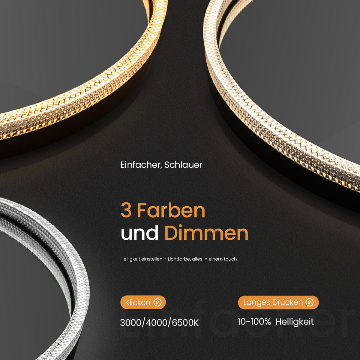 BADSPIEGEL Runder mit Beleuchtung Schwarz ф60 cm - Schwarz, Glas (60/4.3/60cm) - EMKE