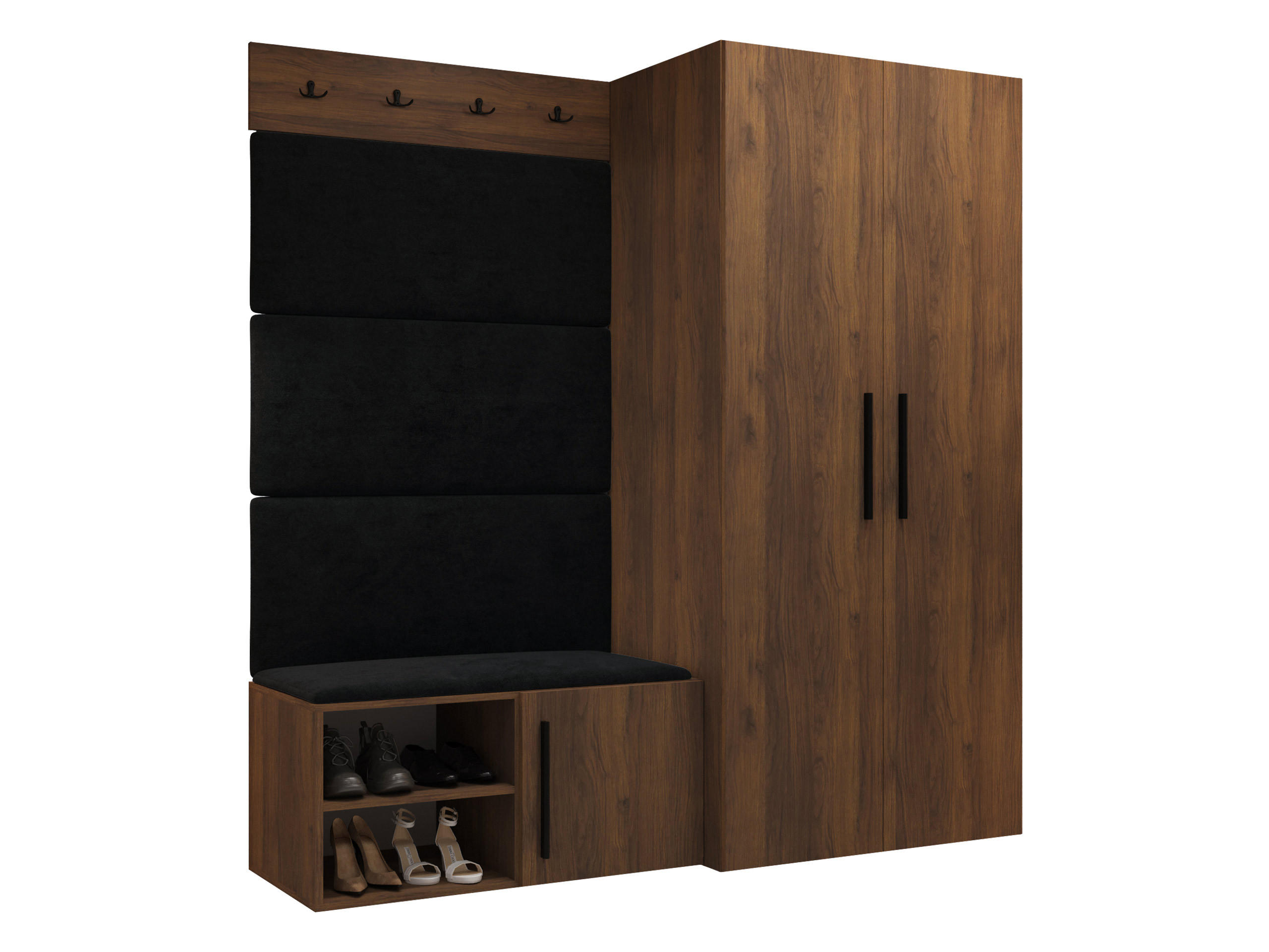 GARDEROBEN-SET Medi I - Anthrazit/Nussbaumfarben, Holzwerkstoff/Kunststoff (80/191/50cm) - MIRJAN24