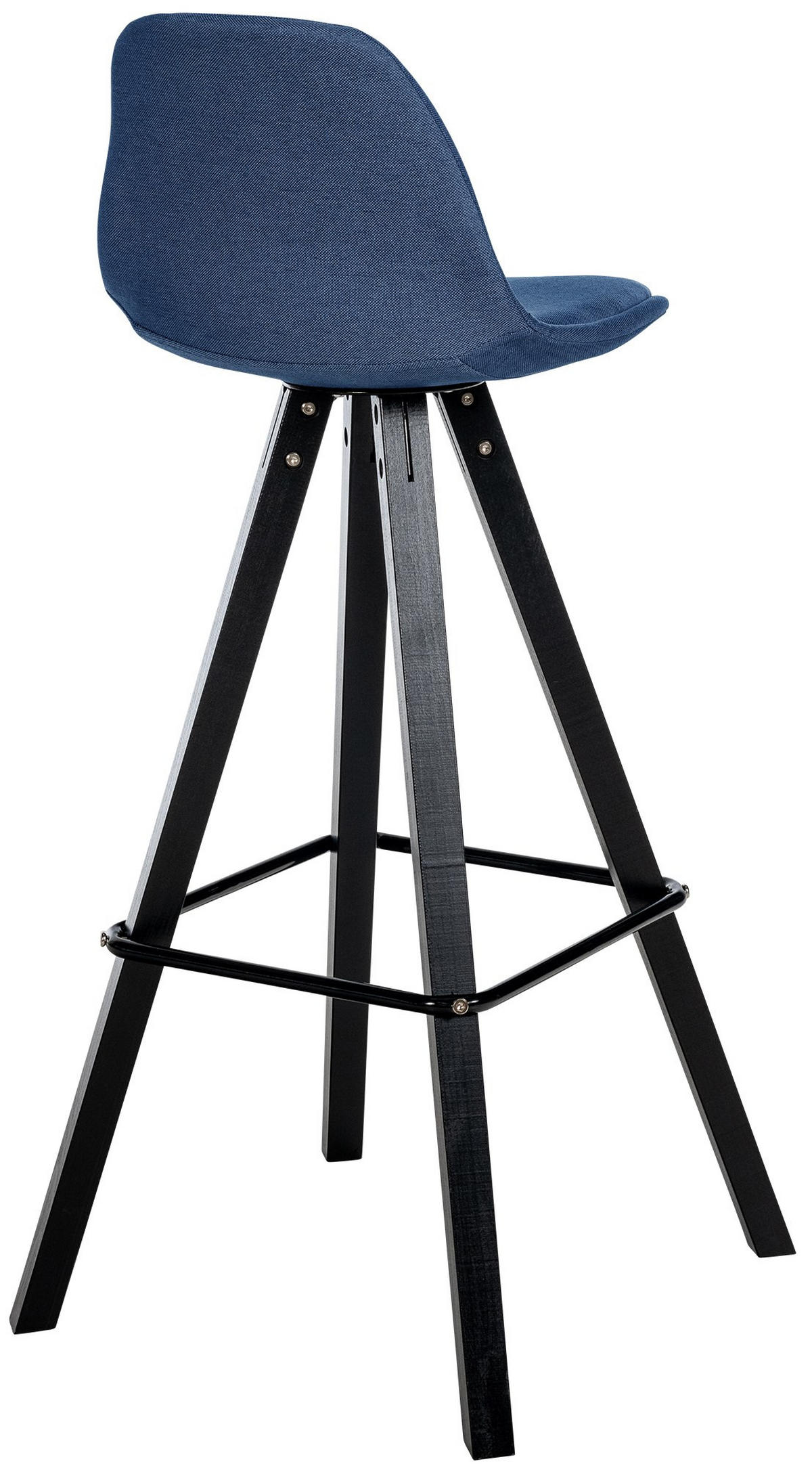 BARHOCKER PALMA Blau Stoff Schwarz - Blau, Holz/Textil (38/99/44cm) - DELUKE
