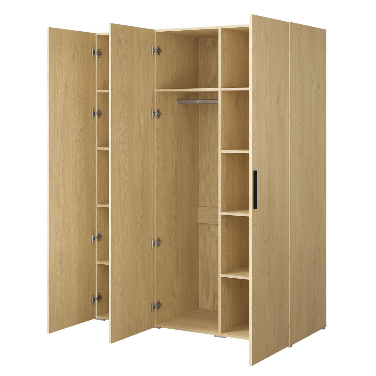 DREHTÜRENSCHRANK Napoli 3D 150 Eiche Cremona (schwarzer oder goldener Griff) - Eichefarben/Silberfarben, Holzwerkstoff/Kunststoff (150/35/60cm) - mzm24