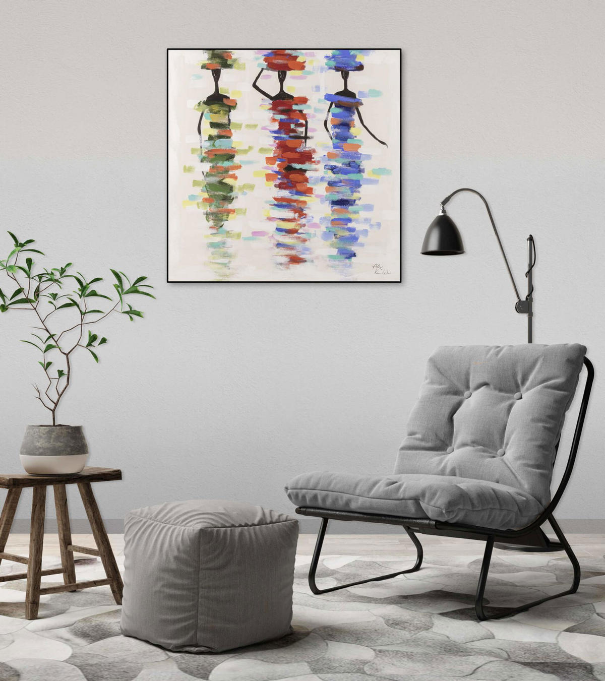 ACRYLBILD HANDGEMALT 60/60 cm - Beige, Holz/Textil (60/60cm) - KUNSTLOFT