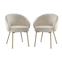 STÜHLE 2er-Set aus Stoff Beine aus Metall beige 62/60/81 cm - Beige, Textil (60/81/65cm) - Calicosy