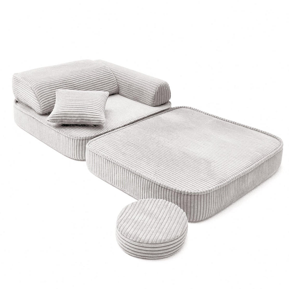 KINDERSESSEL modular 3-in-1 ausklappbar aus Cord in Ecru - Beige, Textil (60/50/50cm) - MeowBaby