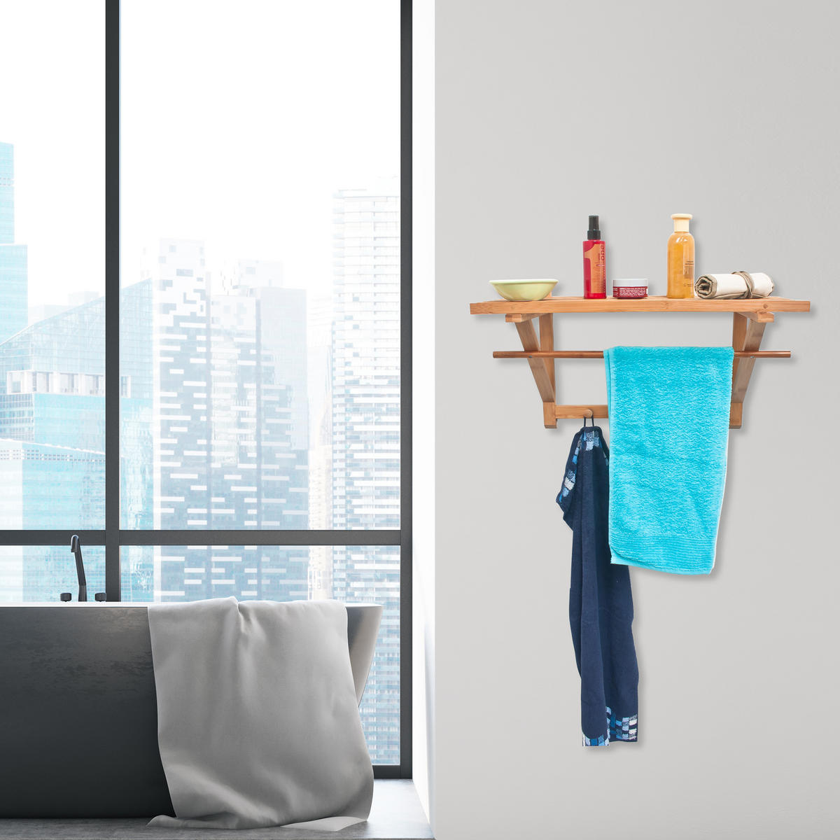 WANDGARDEROBE - Hellbraun, Holz (60/35/30cm) - Relaxdays