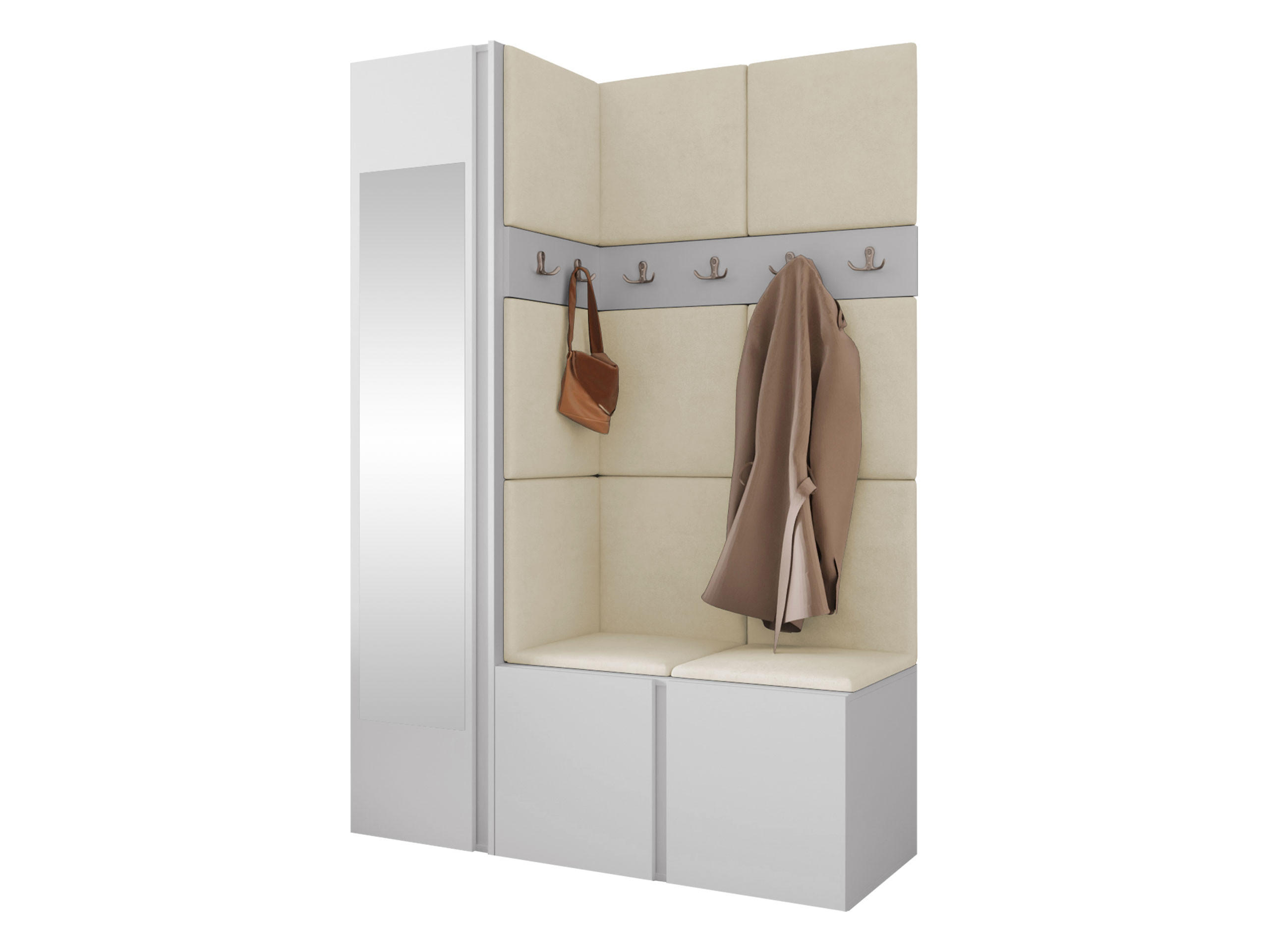 MOBILIER PENTRU HOL Orion X - alb/bej, material plastic/compozit lemnos (124/186/46cm) - MIRJAN24
