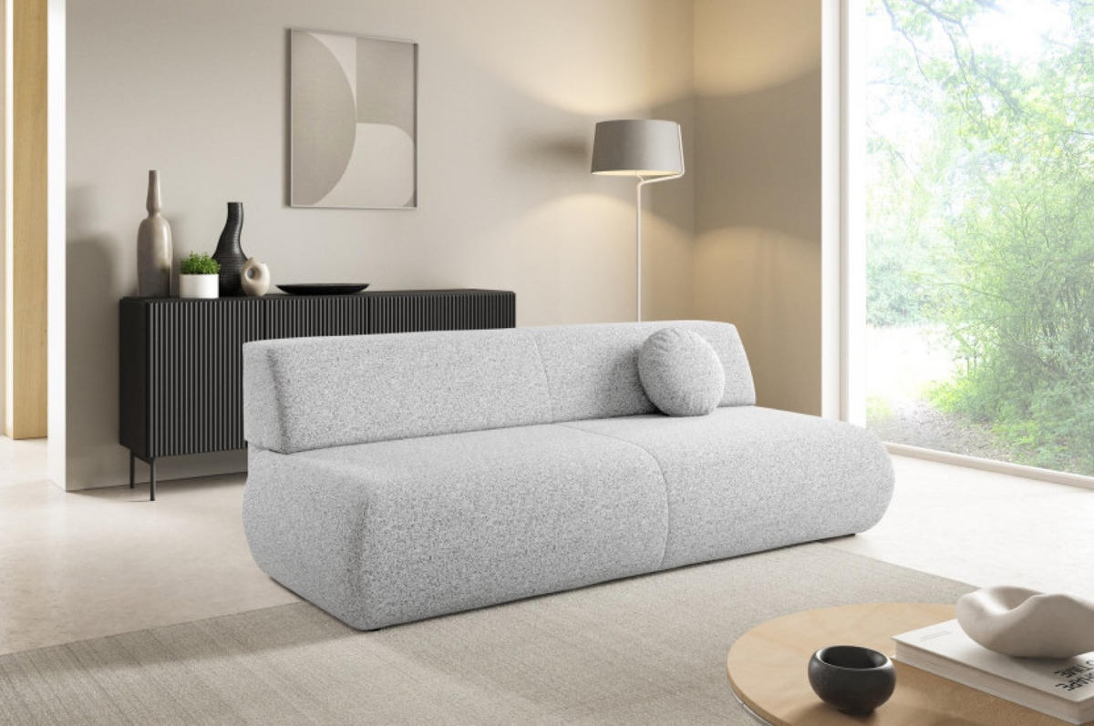 SOFA Hellgrau PENTI Ohne Armlehnen Mit Schlaffunktion Bezug PUENTE - Grau, Textil (214/74/100cm) - Sepro Meble