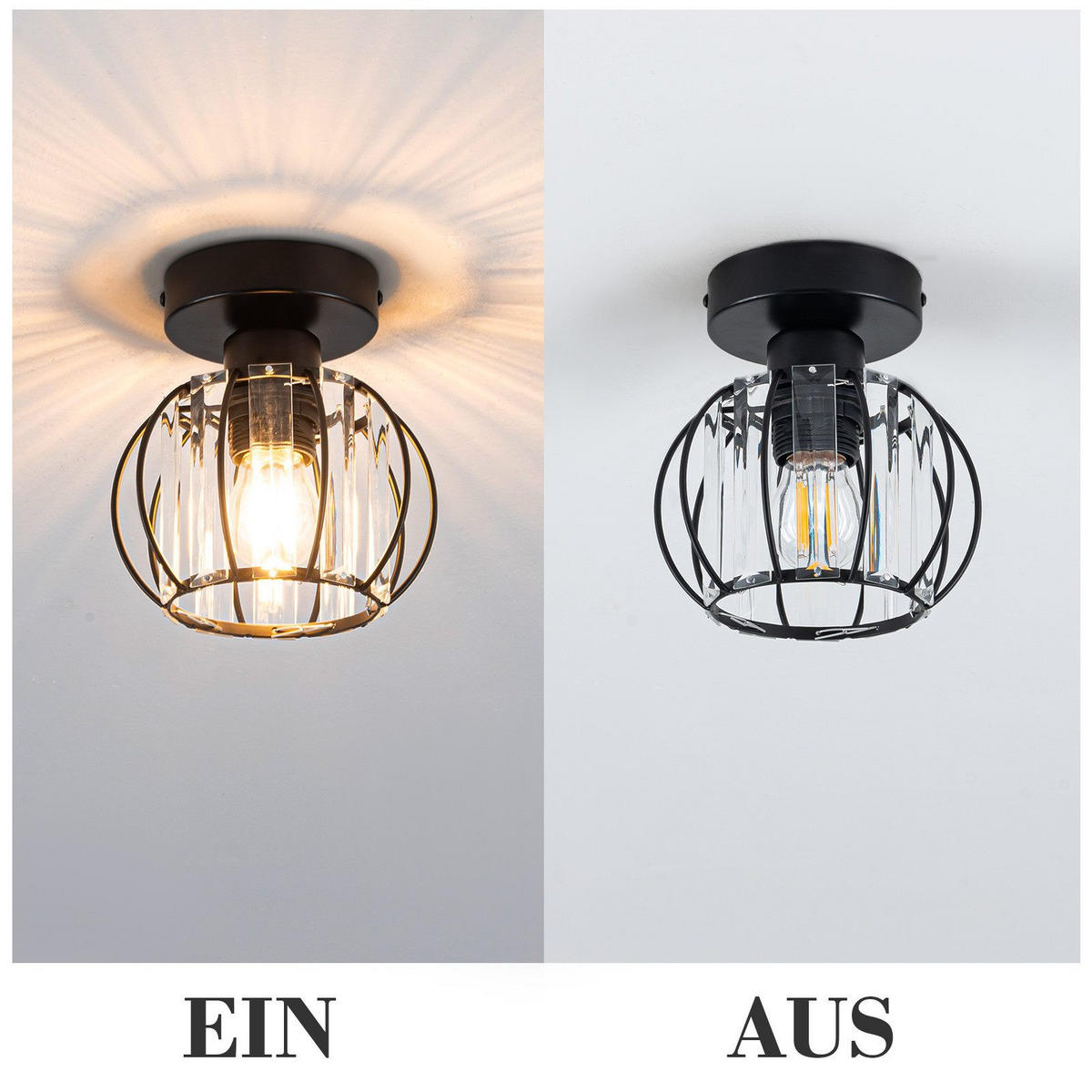 LED-DECKENLEUCHTE Veylan 15/16/15 cm - Schwarz, Metall (16/15/15cm) - ZMH